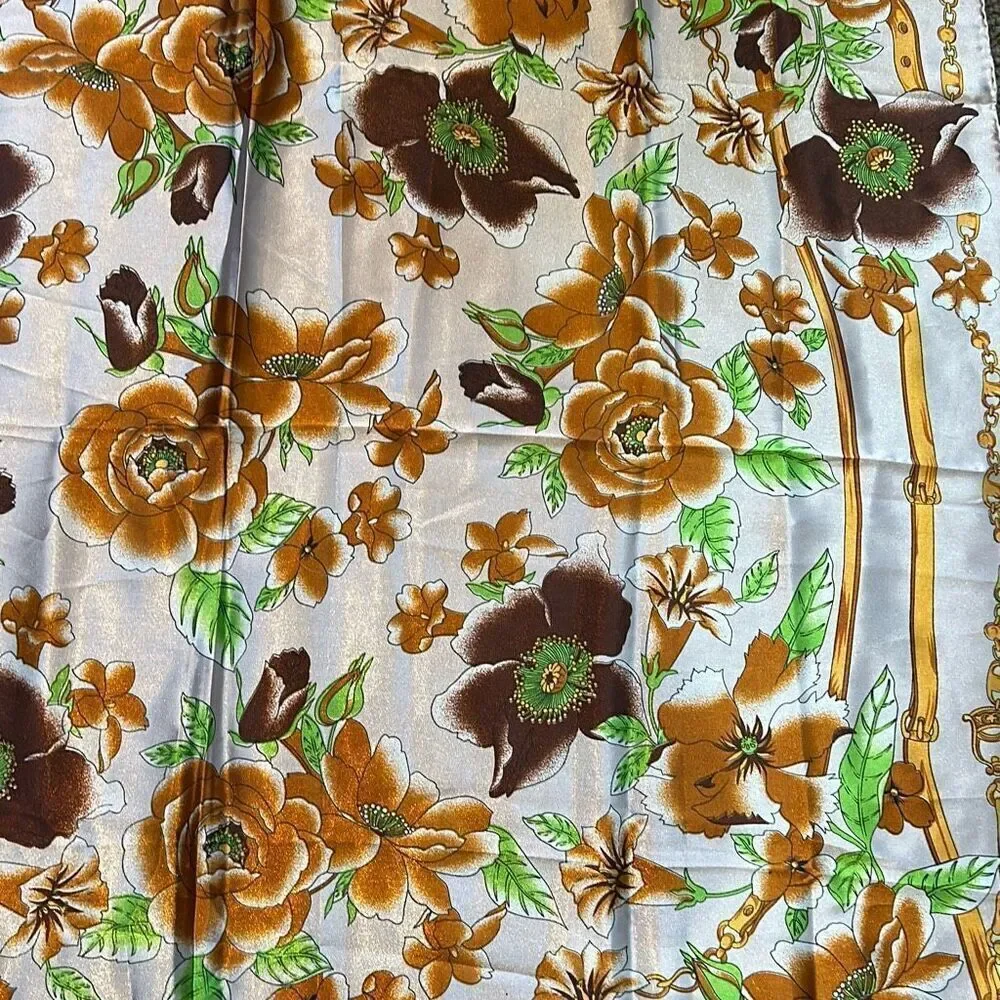 Vintage Floral Scarf Yalo Dala London Mode Pink Brown Green